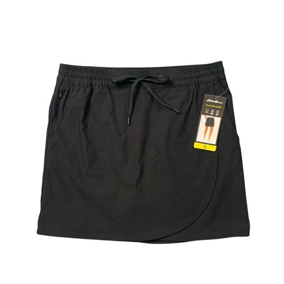 Eddie Bauer Skort Women S Small Black Adventure Built in Shorts Drawcord Pockets - Picture 1 of 13